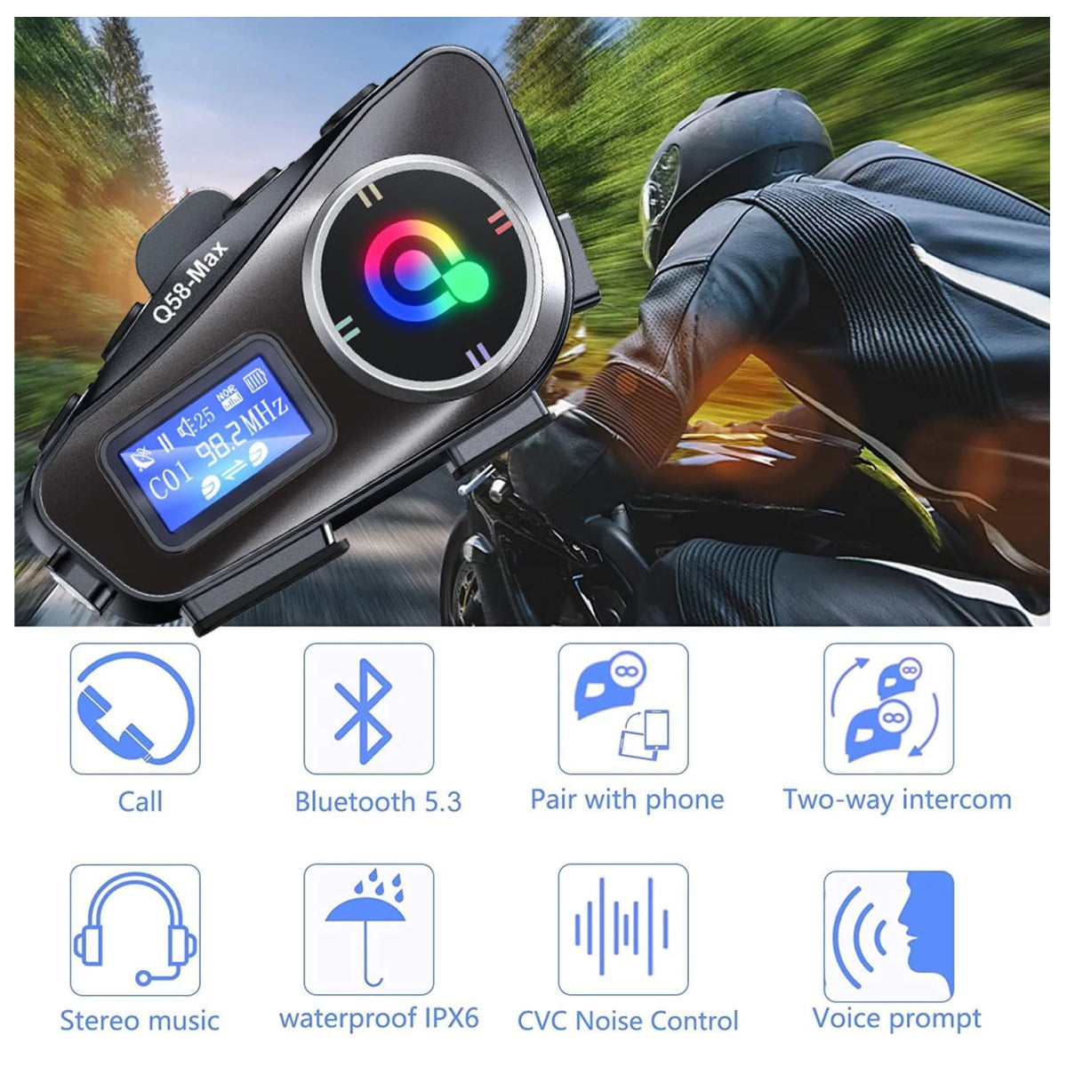 Intercomunicador para Moto Q-58 Max
