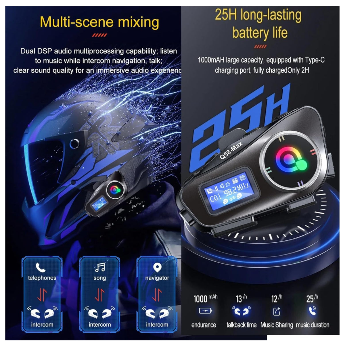 Intercomunicador para Moto Q-58 Max