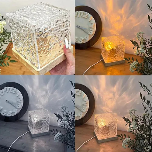 Lámpara Decorativa Cubo Efecto Ondas de Agua 3 Tonos