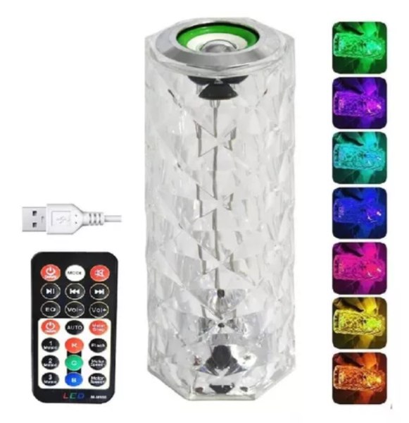 Lámpara de Mesa de Cristal Acrílico con Parlante Bluetooth