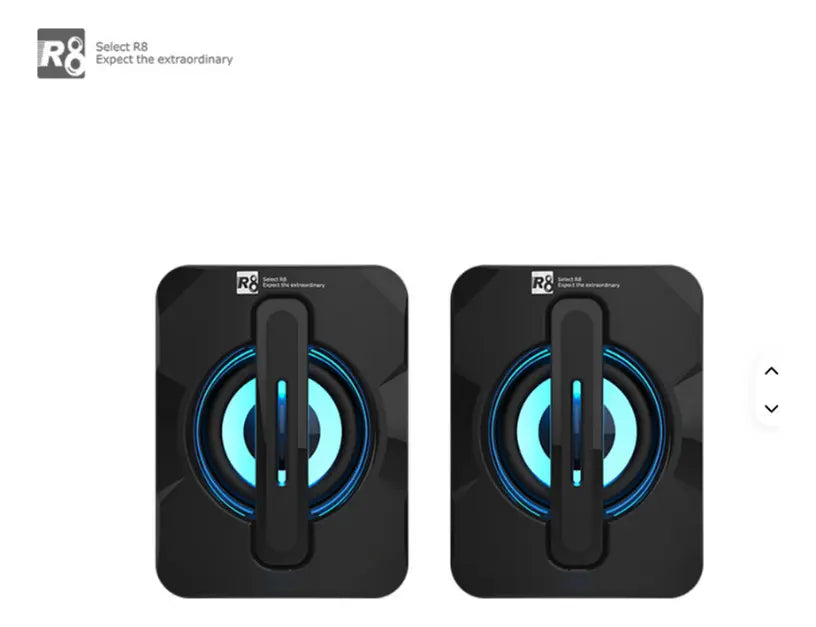 Parlantes para PC Multimedia 2.0 R8 SP-06 con Iluminación LED y Conexión USB/3.5mm