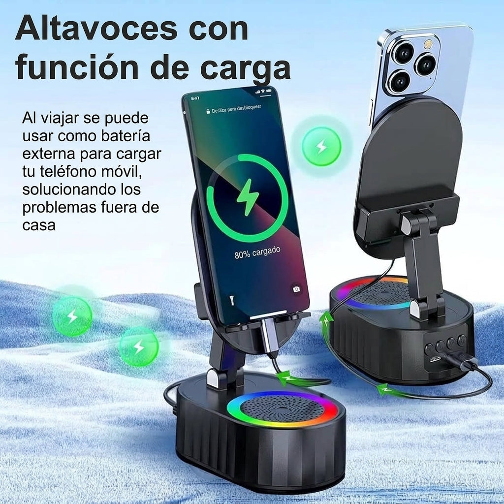 Parlante Bluetooth con Cargador Inalámbrico e Iluminación RGB