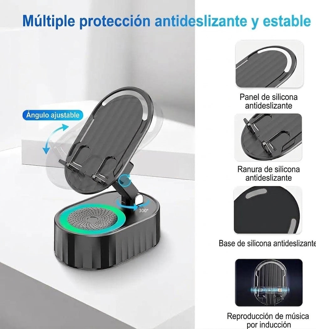 Parlante Bluetooth con Cargador Inalámbrico e Iluminación RGB